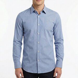 Calvin Klein Collection Men's Slim Fit Dress Shirt – Light Blue Micro-Stripe But